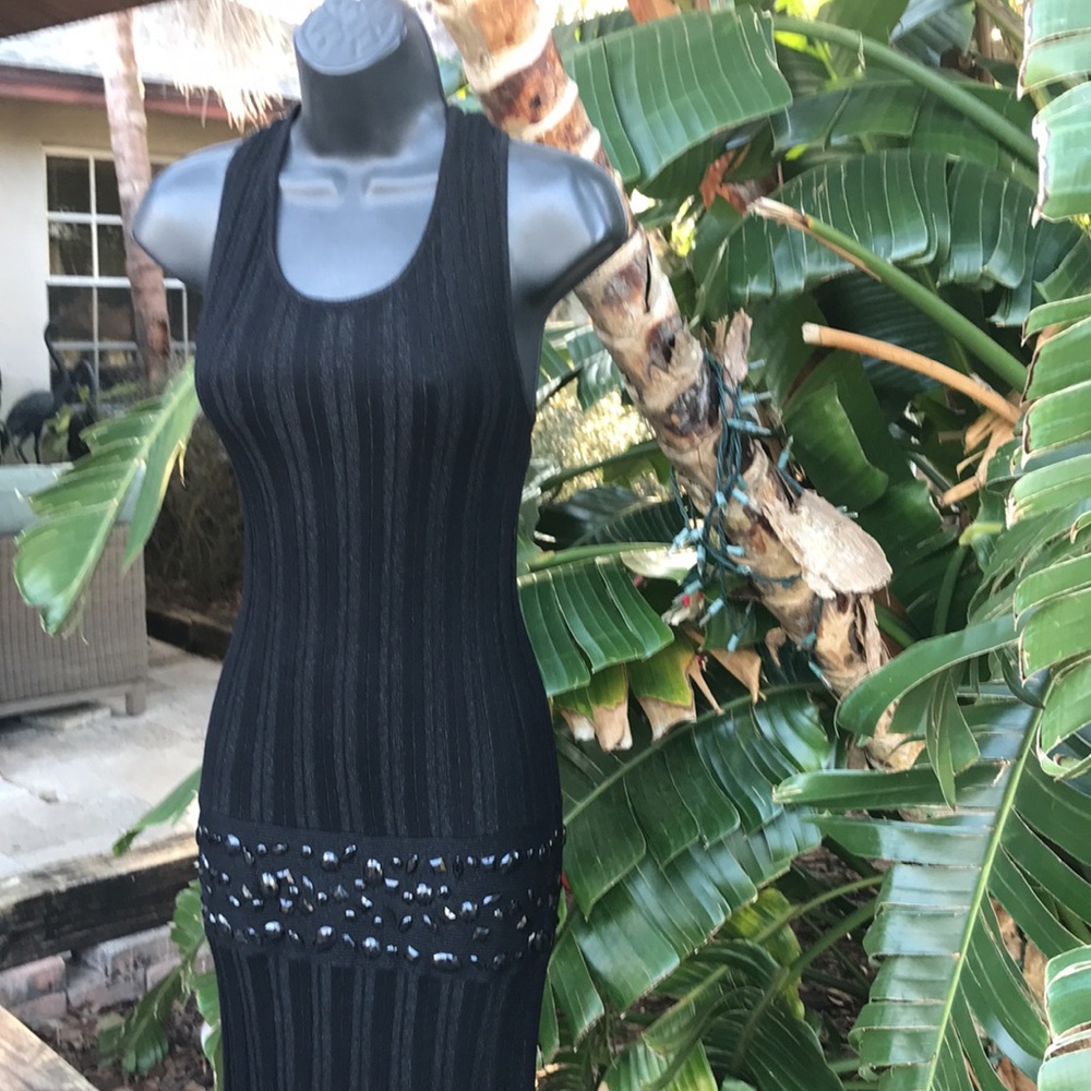 WDNY drop waist beaded mid / axi dress